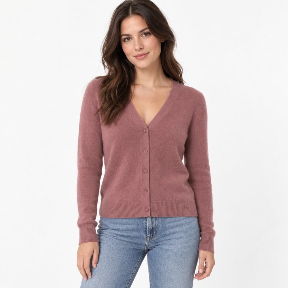 Aritzia Cashmere V-Neck Cardigan Dusty Rose Size M